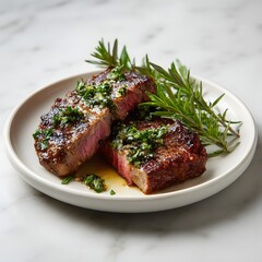 Elegant Steak Plating with Herbs