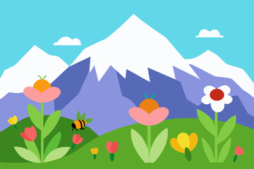 summer landscape with flowers