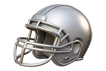 Fototapeta premium Silver american football helmet with metal facemask isolated on transparent background