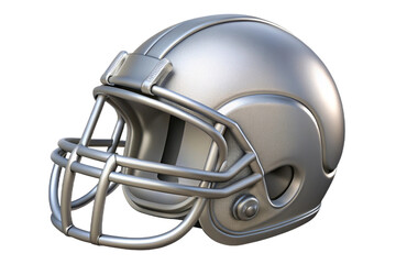 Fototapeta premium Silver american football helmet with metal face mask isolated on transparent background