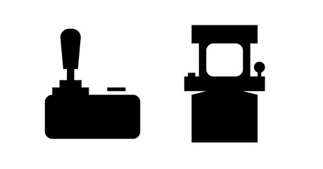 Obraz premium Retro Joystick and Arcade Cabinet: Simple Black Silhouettes, Gaming Icons
