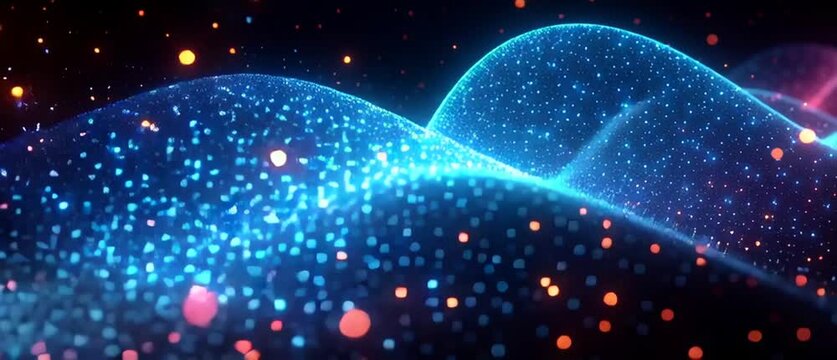 Illustration Abstraite de Lignes N&eacute;on Fluides et Lumineuses sur Fond Sombre