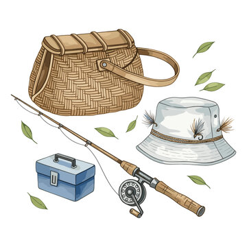 Fly Fishing Essentials Watercolor Sublimation