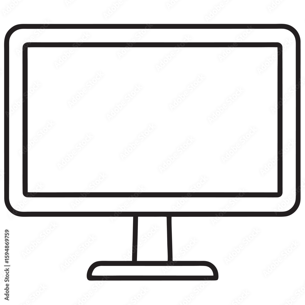 Fototapete black outline of a computer monitor on a stand desktop screen