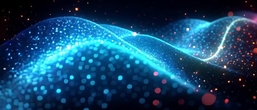 Illustration Abstraite de Lignes N&eacute;on Fluides et Lumineuses sur Fond Sombre