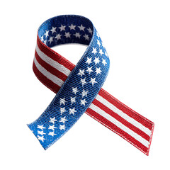 Obraz premium A close up of a ribbon with the american flag design twisted against a black background studio shot