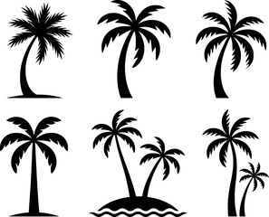 Fototapeta premium Tropical palm trees on island and sand beach