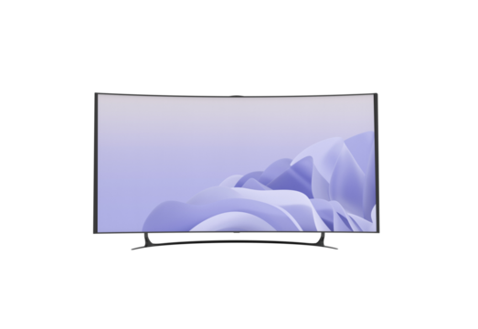 curve TV front view without shadow 3d render