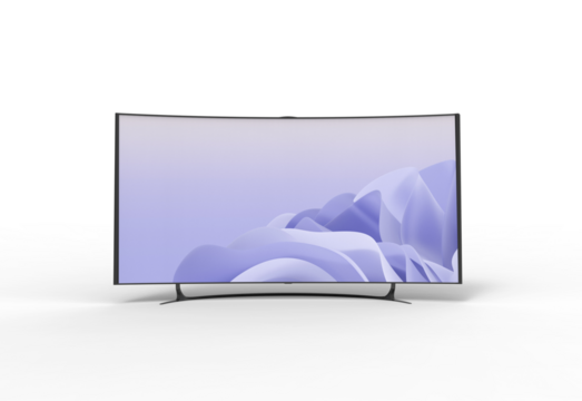 curve TV front view with shadow 3d render
