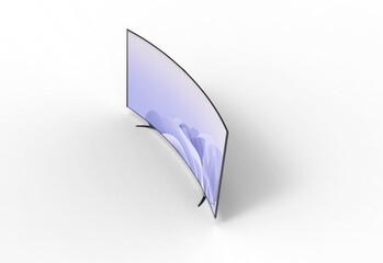 curve TV top view with shadow 3d render