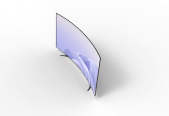 curve TV top view with shadow 3d render