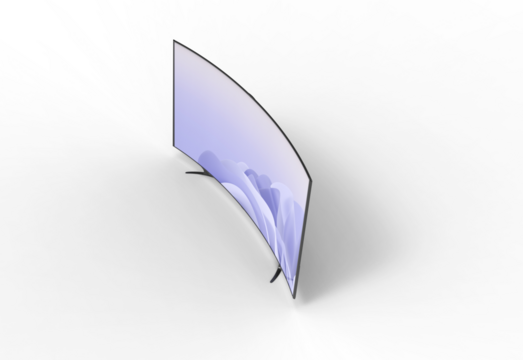 curve TV top view with shadow 3d render