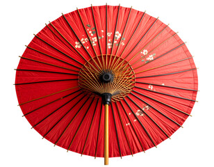  Red Japanese Paper Umbrella with Bamboo Handle