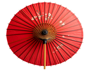  Red Japanese Paper Umbrella with Bamboo Handle