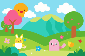 Obraz premium easter background with bunny and eggs