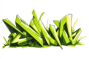Vivid green graffiti with dynamic flowing style. Neural network AI generated
