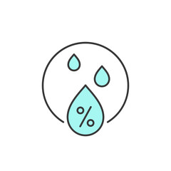 Obraz premium HVAC humidity icon with central droplet and percent mark, flanked by smaller drops; illustrates moisture level tracking, balanced air hydration, and indoor comfort control