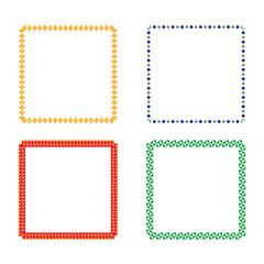 Colorful square borders. Geometric shape frames. Decorative bright pattern. Vector modern symbols.