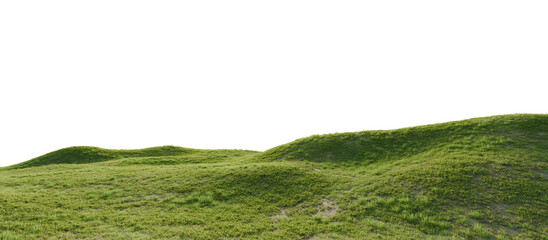 Hills with grass on a transparent background. 3D rendering.	
