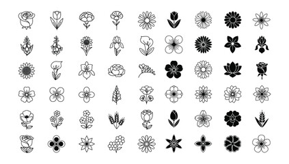Elegant Floral Bloom & Petal Line Icons Collection