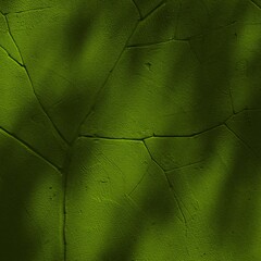 Close up of a green textured surface with cracks and shadows creating a geometric pattern look on it