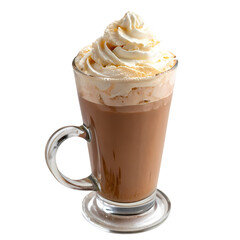 A Creamy Delight Iced Caramel Latte with Whipped Cream on transparent background