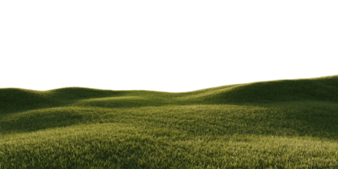 Hills with grass on a transparent background. 3D rendering.	
