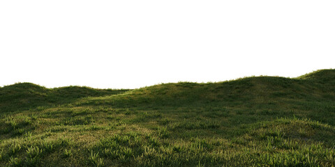 Hills with grass on a transparent background. 3D rendering.	
