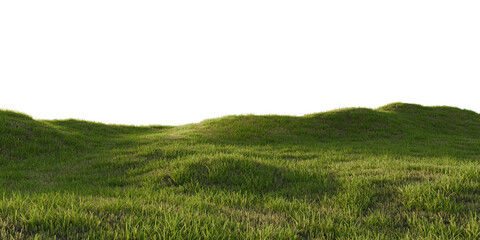 Hills with grass on a transparent background. 3D rendering.	
