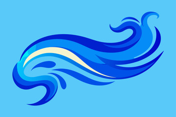 An abstract blue background featuring a decorative sea wave pattern, illustrating the fluid curve and splash of ocean water