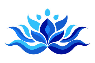 Naklejka premium Abstract blue floral vector illustration with water wave and leaf elements