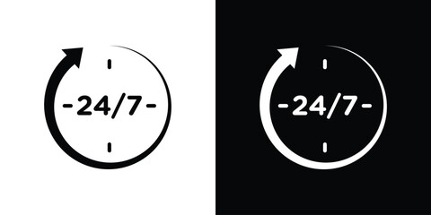 24 7 icon illustration in flat style. icon template color editable.