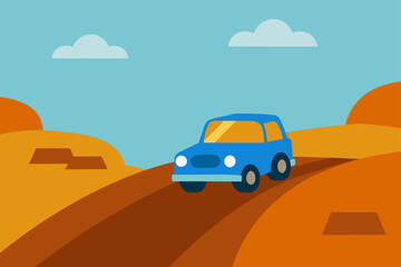 Desert highway with diverse vehicles, including cars, trucks, and family SUVs, illustrating modern road transportation and travel