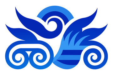Abstract blue vector car and motorcycle with ocean wave and floral splash design