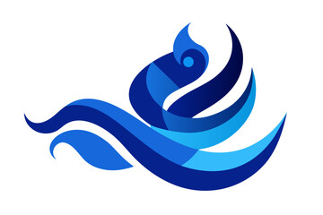 Naklejka premium Abstract blue wave design, a versatile vector illustration for water, ocean, or nature-themed logos and icons