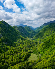 Naklejka premium mountain landscape with clouds