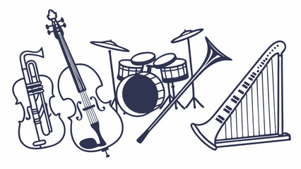 Musical instruments for orchestra band music art education sound harmony concert performance creative vector illustration