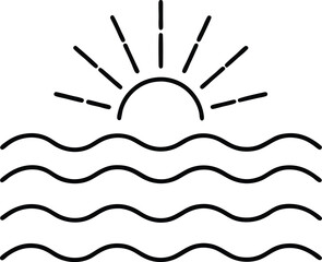 Sun Rays Over Ocean Waves Sketch