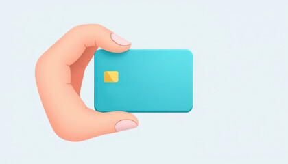 Hand Holding a Blue Credit Card with a Chip on a Light Background for Financial and Banking Concepts