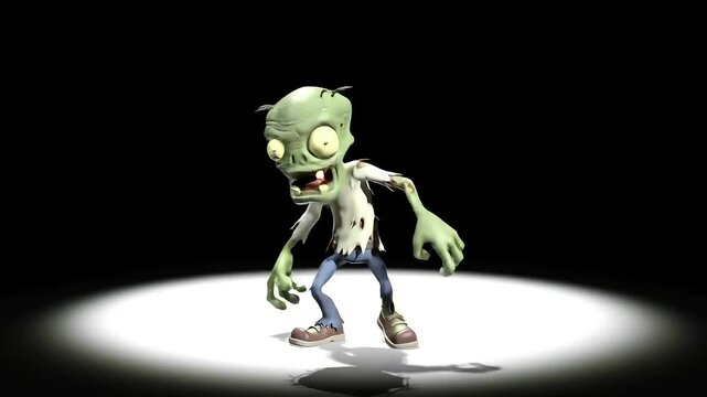 Spotlight on a Groovy Zombie 3D Animation
