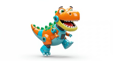 Obraz premium Cute cartoon dinosaur robot illustration