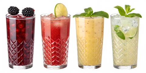 row of colorful cocktails illustration