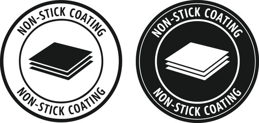 Layered material non stick coating symbol graphic icon, non stick coating, symbol, layered material, graphic, icon, circular, text, black and white, design, illustration, kitchenware, cookware, materi