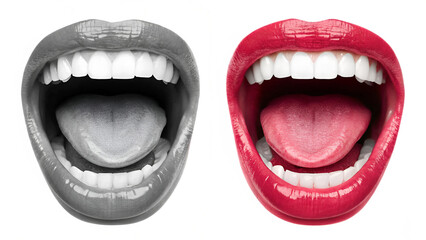 open mouth expression contrast art