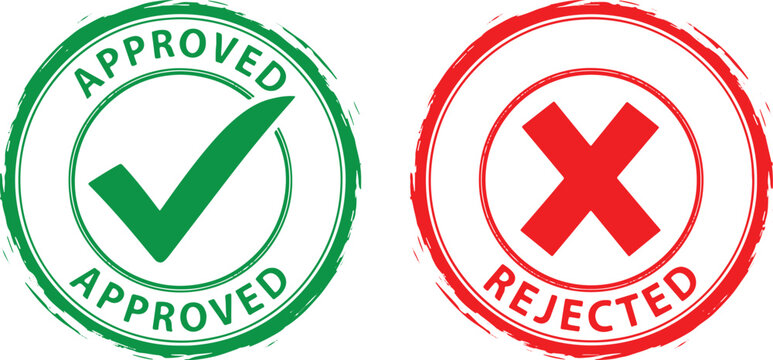 Green approved checkmark red rejected cross vector, approved, rejected, checkmark, cross, green, red, stamp, seal, symbol, graphic, design, confirmation, denial, yes, no, decision, choice, option, agr