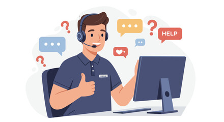 Friendly customer service representative providing online support and assistance.