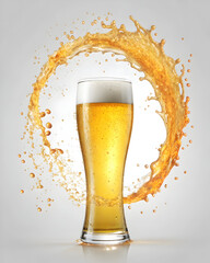 beer splash around clear glass illustration