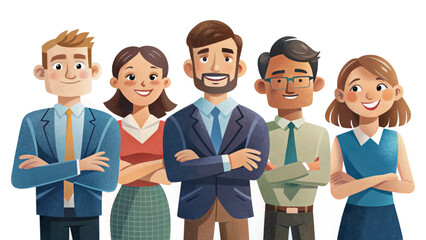 Team of successful business professionals standing with arms crossed and smiling, symbolizing teamwork, leadership, and corporate unity. Perfect for business, collaboration, diversity, and success