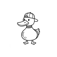 Illustration of cute duck wearing a backwards hat