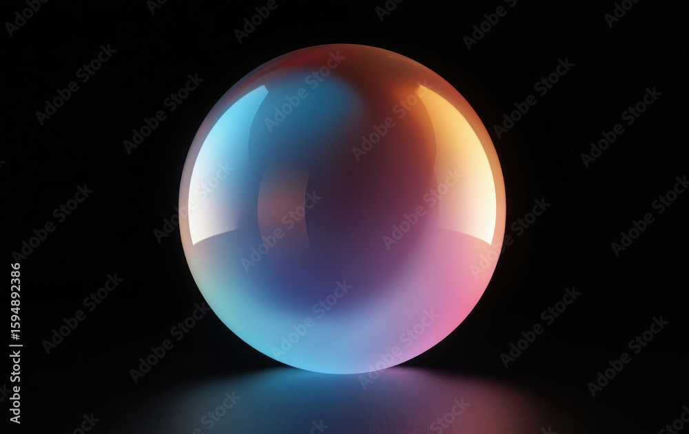 Fototapete futuristic 3d abstract rendering of a colorful spherical glass orb with smooth gradient. this modern